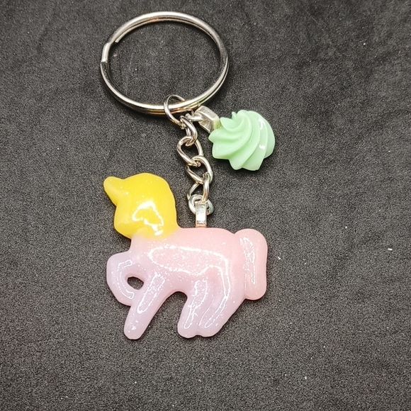 Hand Crafted Accessories - Pink and Yellow Kawaii Unicorn Keychain